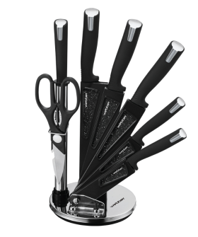 WEBBER Набор ножей (нержавеющая сталь + антибактериальное покрытие) на акриловой подставке 8 предметов BE-2272N