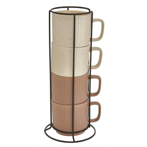 Набор кружек 4 предмета (320 мл) "White coffee" Ф11-055L/4 на металлической подставке