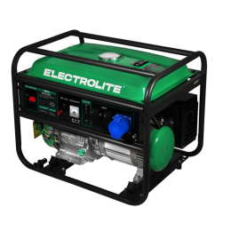 ELECTROLITE Генератор бенз. 6500  (5.0-6.0 кВт,ручной стартер, двиг. 389 куб.см, бак 25л, вес 80 кг)