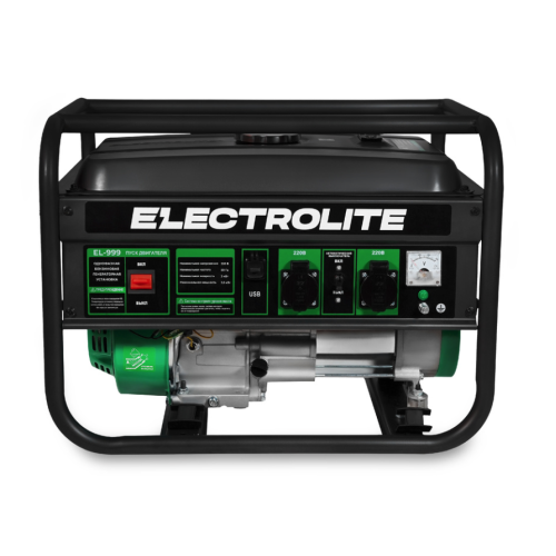 Генератор бенз. ELECTROLITE EL-999 PRO (220В, 3.0-3.5 кВт, бак 15л, 7лс,1,5л/ч, ручной стартер, USB/TypeC разъём)