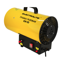 ELECTROLITE Пушка газовая GH-10  (мощность 10 кВт, давление газа 0.3 бар, расход газа 0.73 кг/час, производительность по воздуху 330 м3/час, объем помещения 100-350 м2, поджиг ручной)