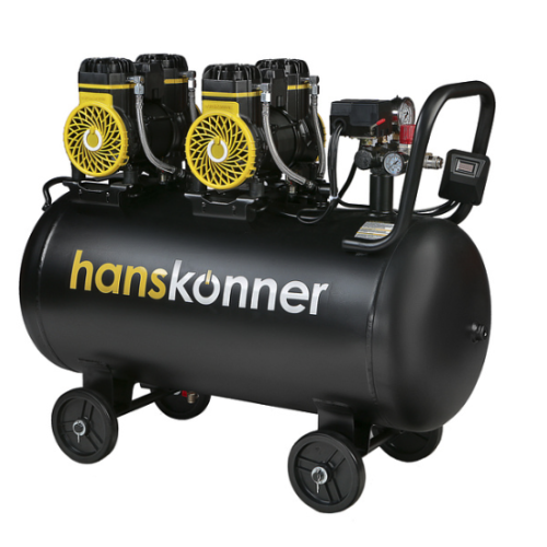 Компрессор воздушный безмасляный Hanskonner 2*1450Вт, 500л/мин, ресивер 100л, 8 бар HAC1002