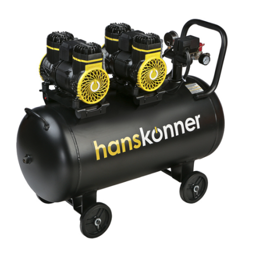 Компрессор воздушный безмасляный Hanskonner 2*1450Вт, 500л/мин, ресивер 100л, 8 бар HAC1002
