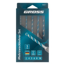 Gross Набор сверл универсальных, Multipurpose PRO, 6-гр. хвостовик, 4-10мм, 5шт 706017