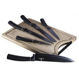 BERLINGER HAUS Набор ножей 6пр. с бамбуковой разделочной доской BH 2549 Royal Black Collection 