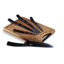 BERLINGER HAUS Набор ножей 6пр. с бамбуковой разделочной доской BH 2550 Black Rose