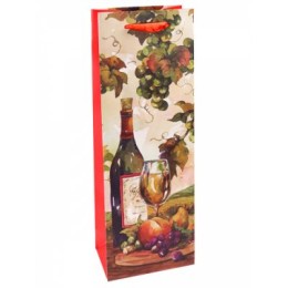 Пакет подарочный Dream Cards с мат. лам. 12x36x8,5 см Натюрморт с вином и фруктами, 210гр ПКП-6277
