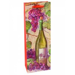 Пакет подарочный Dream Cards с мат. лам. 12x36x8,5 см Натюрморт с вином и виноградом, 210гр ПКП-6279