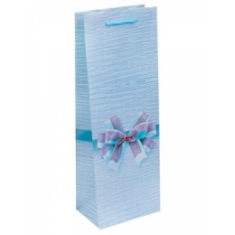 Dream cards Пакет подарочный с мат.лам. 12,8х36х8,4см (Bottle) Милый бантик, голубой, 210 г ПКП-2665