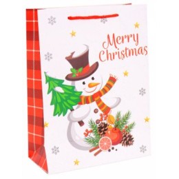 Dream cards Пакет подарочный с мат.лам. и глиттером (XL) Новогодний снеговик, 210 г ПКП-2577