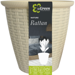 Кашпо Rattan D 210мм/4,5 л с внутренним горшком 2,25 л, сливочный