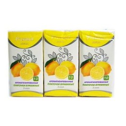 Платочки бумажные Premial Aroma трехслойные с ароматом лимона 10 шт 280202-2