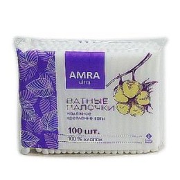 Палочки ватные Amra Ultra в пакете с запайкой 100 шт 282510