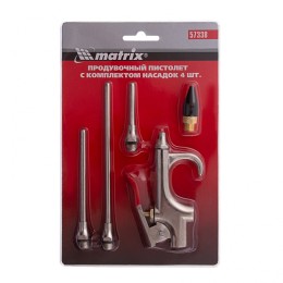 Matrix Набор продувочный пистолет, пневмат. в комплекте с насадками, 4 шт 57338