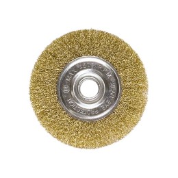 Matrix Щетка для УШМ, 100 мм, посадка 22.2 мм, плоская, латунированная витая проволока 74648