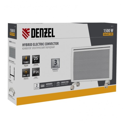 Конвектор гибридный электрический HybridX-1500, ИК нагреватель, цифровой термостат// Denzel 98119