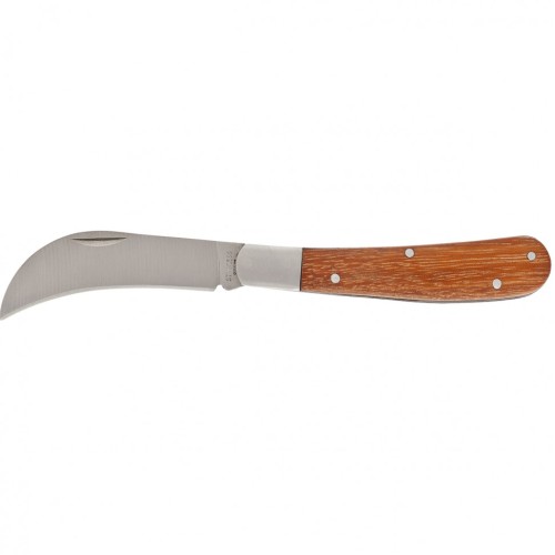 Нож садовый складной, изогнутое лезвие, 170 мм, деревянная рукоятка, Palisad 79001