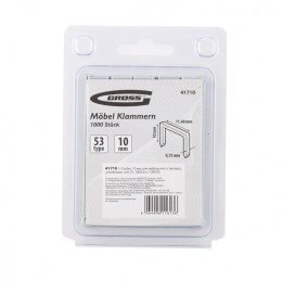 Gross Скобы, 10 мм, для мебельного степлера, усиленные, тип 53, 1000 шт 41710