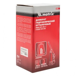 Matrix Домкрат гидравлический бутылочный, 8 т, высота подъема 230-457 мм 50723