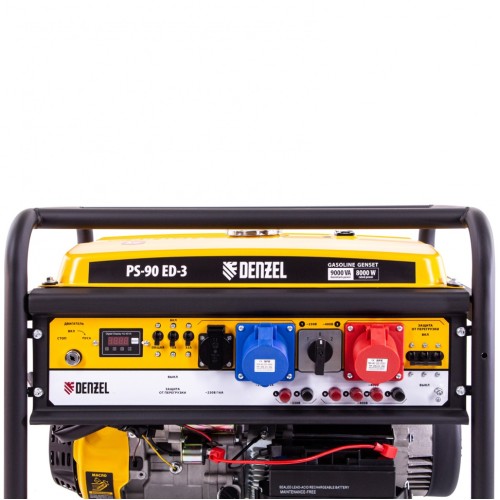 Генератор бензиновый PS 90 ED-3, 9.0 кВт, переключение режима 230 В/400 В, 25 л, электростартер  Denzel 946944