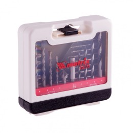 Matrix Набор сверл комбинированный, сверла по металлу 1-6 мм, бетону 4-8 мм, дереву 4-8 мм, биты 10 шт, адаптер, зенковка, 31 предмет Pro 725631