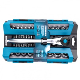 Gross Набор торцевых головок, трещотка 120 зубьев, 1/2", 1/4", CrV, 41 предмет 14143