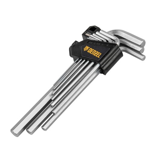 Набор ключей имбусовых, HEX, 1,5-10 мм, CrV, 9 шт., удлиненные Denzel 12368