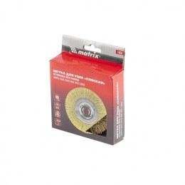 Matrix Щетка для УШМ, 100 мм, М14, плоская, латунированная витая проволока 74650