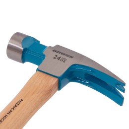 Gross Молоток-гвоздодер, 680 г, угол 75, магнит, обрезиненная рукоятка AMERICAN HICKORY // 10425