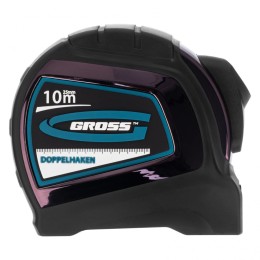 Gross Рулетка "Doppelhaken",10 м x 25 мм,двухсторонний зацеп,Нейлон,двусторонняя шкала,автоматическая фиксация 31126
