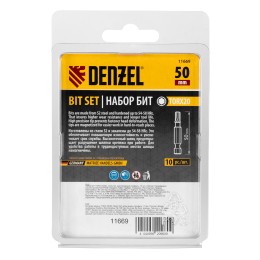 Denzel Бита TX 20х50, сталь S2, шестигранный профиль, 10 шт. Е 6,3 11669