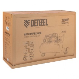 Denzel Компрессор воздушный BCV2200/100, ременный привод, 2.2 кВт, 100 литров, 370 л/мин 58110