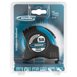 Gross Рулетка "Schlagfest",5 м x 19 мм,магнитный обрезиненный зацеп,двусторонняя шкала,Нейлоновое покрытие,автоматическая фиксация 31112