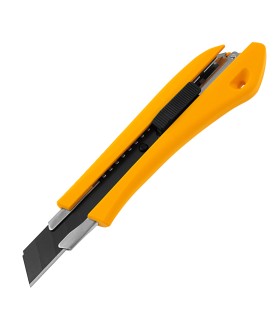 Denzel Нож, 18 мм, сменное лезвие, SK4, метал. направляющая, нажимной фиксатор// 78942