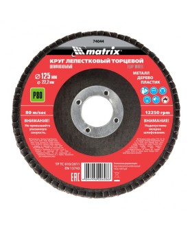 Matrix Круг лепестковый торцевой, P 80, 125 х 22.2 мм 74044