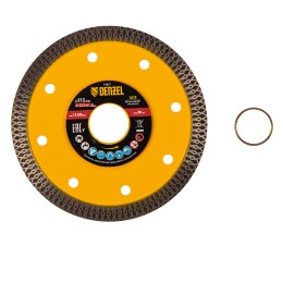 Denzel Диск алмазный отрезной 115 х 22,2мм, сплошной, супертонкий, горячий пресс, сухой/мокрый рез// 73057