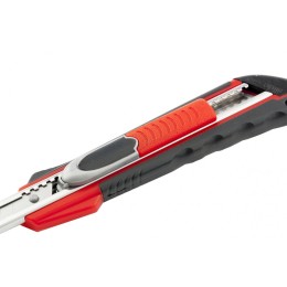 Matrix Нож, 9 мм, выдвижное лезвие "Quick blade" металлическая направляющая, двойная фиксация, эргономичная двухкомпонентная рукоятка 78934