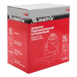 Matrix Домкрат гидравлический бутылочный, 25 т, высота подъема 230-360 мм 50733
