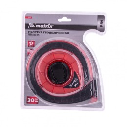 Matrix Рулетка геодезическая 30 м х 15 мм, закрытый корпус, фибергласовая лента, двусторонняя шкала, Pro 31271