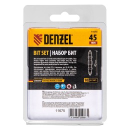 Denzel Бита двухсторонняя, PH2-PZ2 х 45 мм, сталь S2, 10 шт. 11675
