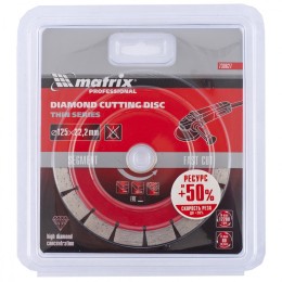 Matrix Диск алмазный, отрезной сегментный, 125 х 22.2 мм, тонкий, сухая резка Professional730627