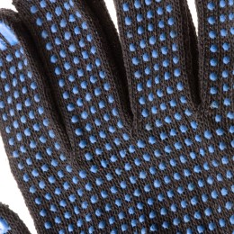 Сибртех Перчатки трикотажные, ПВХ-покрытие "Точка", 10 класс, черные Россия 67855