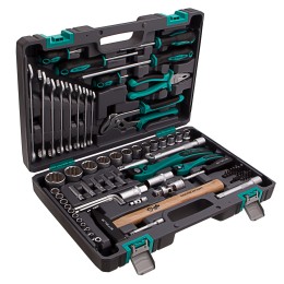 Stels Набор инструментов, 1/2, 1/4, CrV, 12 гранные головки, пластиковый кейс, 76 предметов 14116