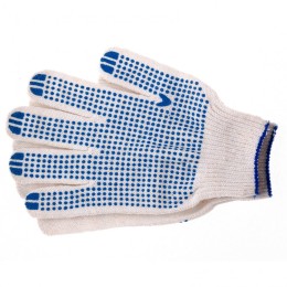 Сибртех Перчатки х/б, ПВХ покрытие, "Точка", 10 класс, стикер Россия 67702