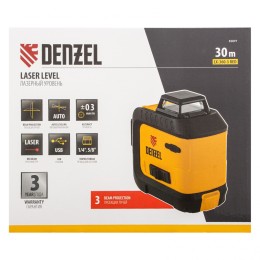 Denzel Лазерный уровень мультипризменный LX 360-3 Red, 30 м, 635 нм, аккумулятор Li 2800 мАч, резьба 5/8" 35077