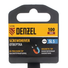 Denzel Отвертка SL5x100 мм, CrV, трехкомпонентная рукоятка 12196