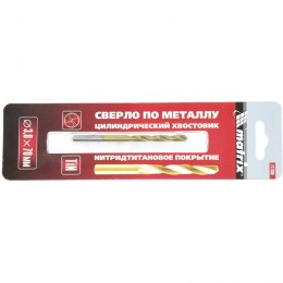 Matrix Сверло по металлу, 3.8 мм, HSS, нитридтитановое покрытие, цилиндрический хвостовик 717380