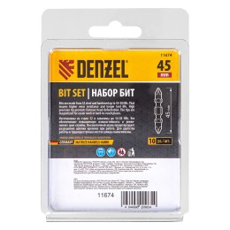 Denzel Бита двухсторонняя, PH2-PH1 х 45 мм, сталь S2, 10 шт. 11674