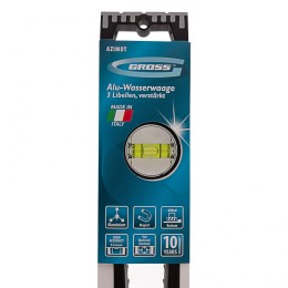 Gross Уровень алюминиевый, 600 мм, усиленный, рукоятки, фрезерованный, 3 глазка, магнитный 34370