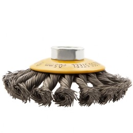 Denzel Щетка для УШМ, 100 мм, "Тарелка", крученая нержавеющая проволока 0.5 мм, М14 746093